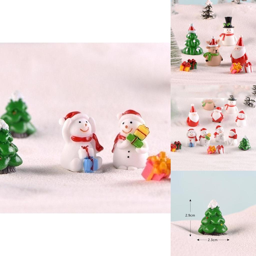 Enchanting Christmas Tree Santa Claus Snowman Ornaments Adorable Miniature Garden Figurines For Festive Decor