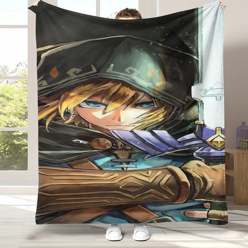 Retro Z-Zelda Cartoon Link Games Flannel Blanket,Ultra Soft Warm Plush Throw for Home Bedroom Bed Sofa Cover Camping Picnic kid