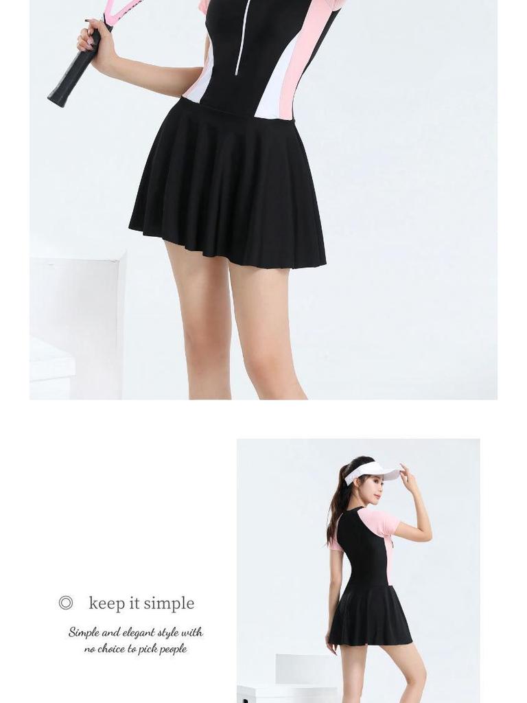 2025 Women's Slim One-Piece Swimsuit: New Skirted Style, Quick-Dry, Conservative, Ideal for Vacations and Hot Springs