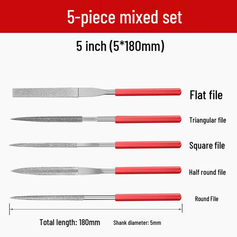 Titanium-Plated Fine Alloy Diamond File Set for Metal Grinding & Deburring