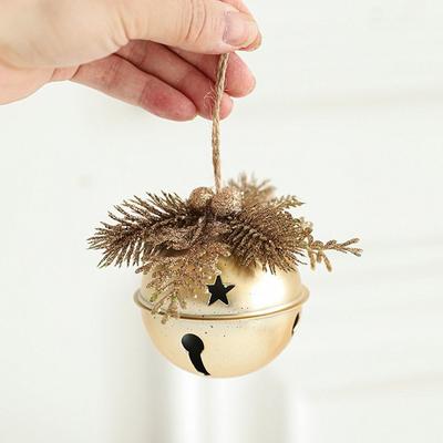 Pingente de Sino Dourado Natalino Retrô Sino de Vento de Natal de Ferro Exquisito Sino de Sino de Natal Feito à Mão para Pendurar na Árvore de Natal Lembrancinhas de Festa