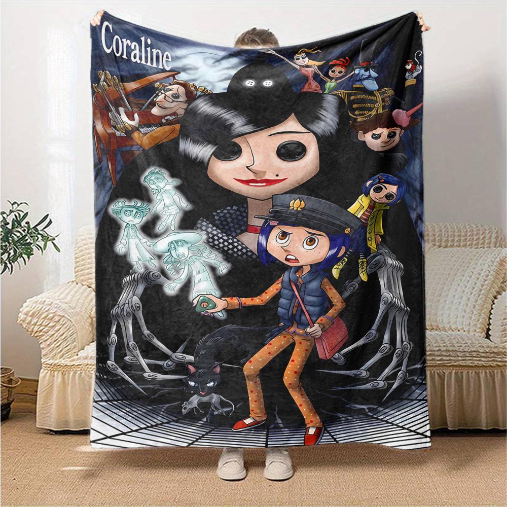 1pc Coraline (2) Blanket, Gift, for Men and Women, Soft Blanket, Good for Sofa Bed Couch Travel, Lightweight Flannel Blanket