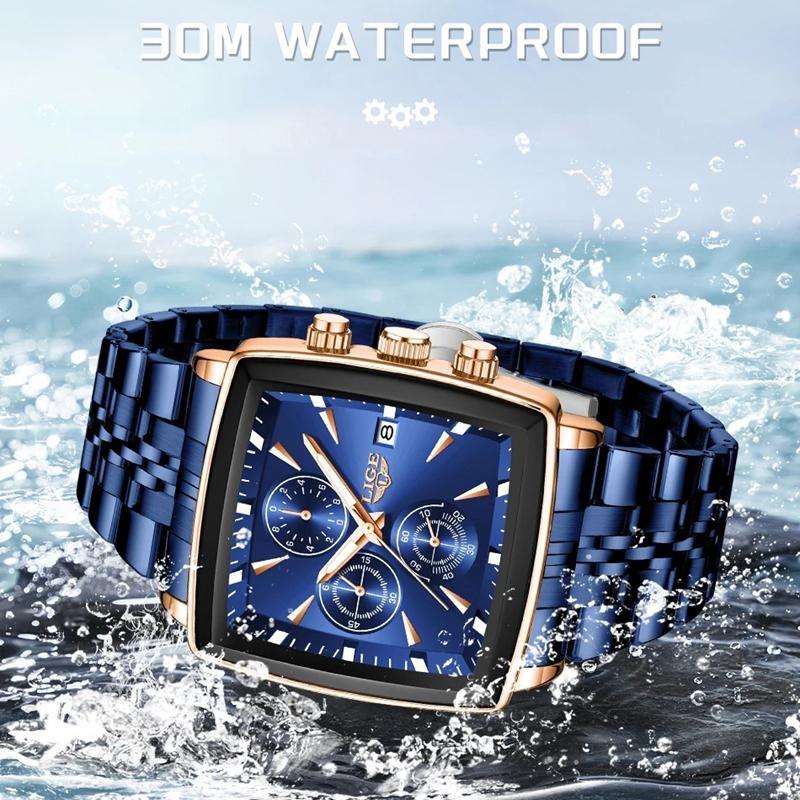Top-Marke Luxus Herrenuhren Mode Militärisch Quadratisch Chronograph Quarz Armbanduhren Herren Sport Wasserdichte Uhr