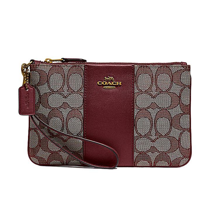 Coach Wristlet Monogram Canvas With Leather Handheld Clutch Mahjong Bag Small Women clutch Burgundy 5476-B4RH5 Basic Set BagDust Bag 15850₽