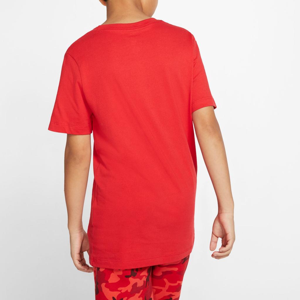 Nike Sportswear Logo Embroidered Crew Neck Short Sleeve T-Shirt Kids Tops University-Red AR5254-657