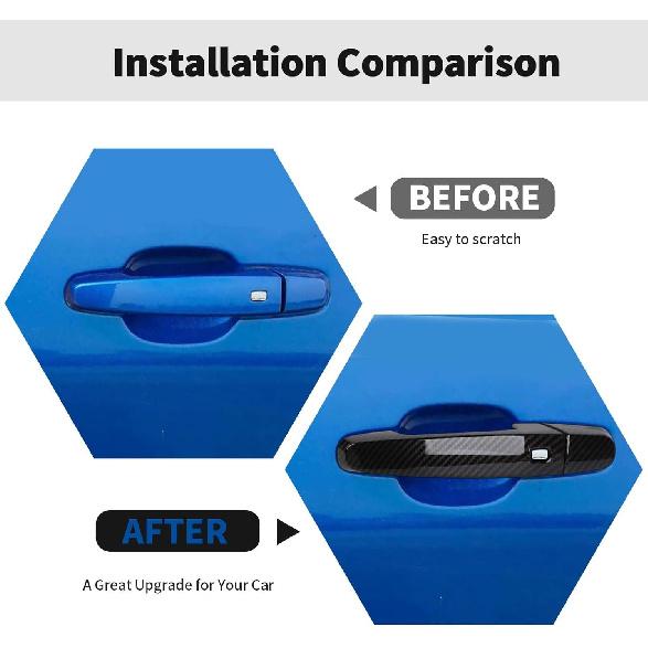 RT-TCZ Carbon Fiber Door Handle Trim Cover Decoration Exterior Accessories for Chevrolet Camaro 2016-2023