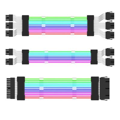 24 Pin ATX Addressable RGB Power Extension Cable, 18AWG RGB PC Cables Motherboard PSU Extension Cable for Motherboard Connector