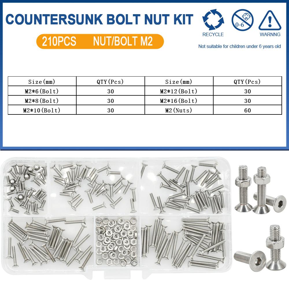 

M2 M3 M4 M5 M6 304 Нержавеющая сталь Потайные Гайки Болты Набор Шестигранные Болты Винты Комплект Машинные Винты Обтекатель Мотоциклетный Болт