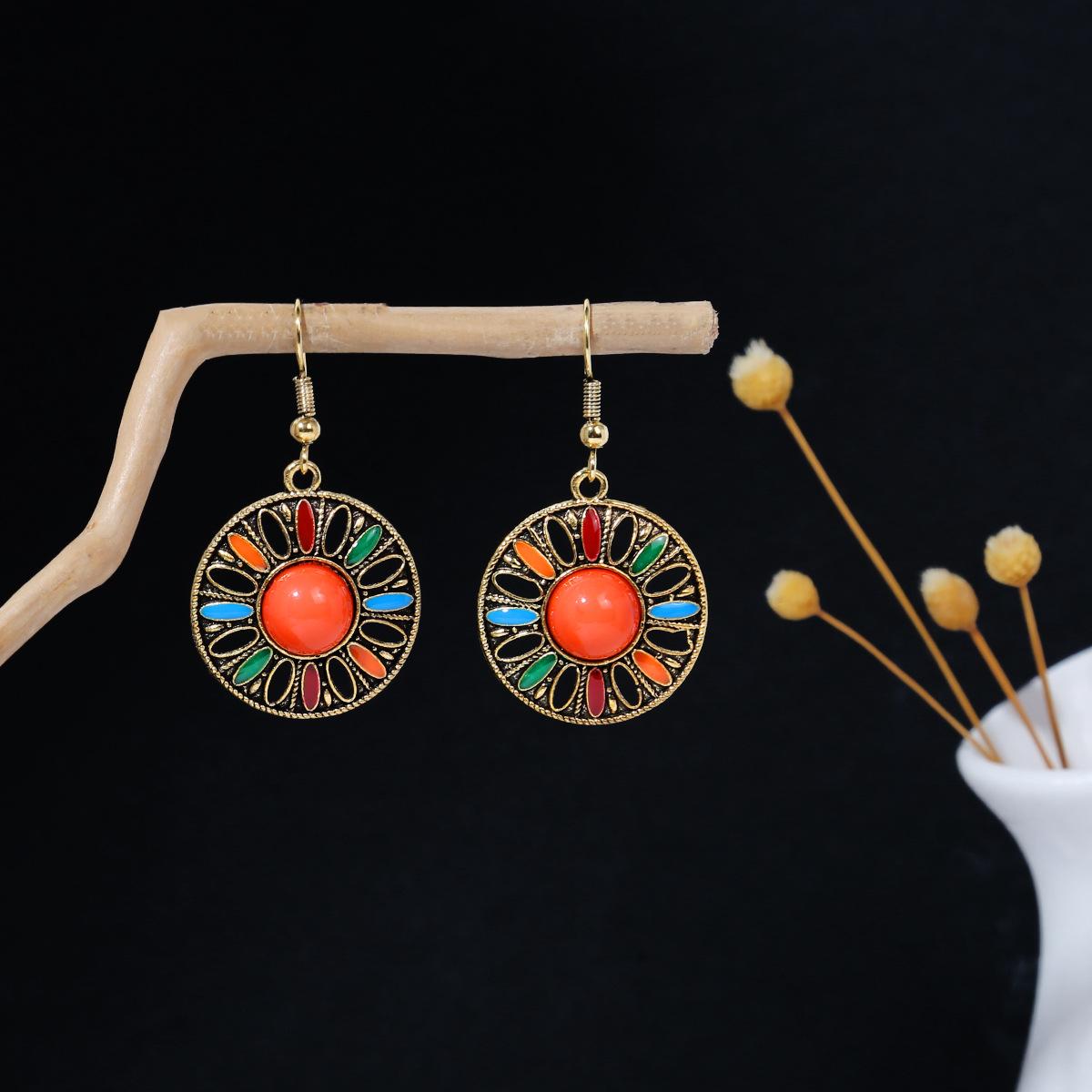 

Bohemian Water Drop Rice Bead Tassel Female Ethnic Style Colorful Earrings помаранчевий