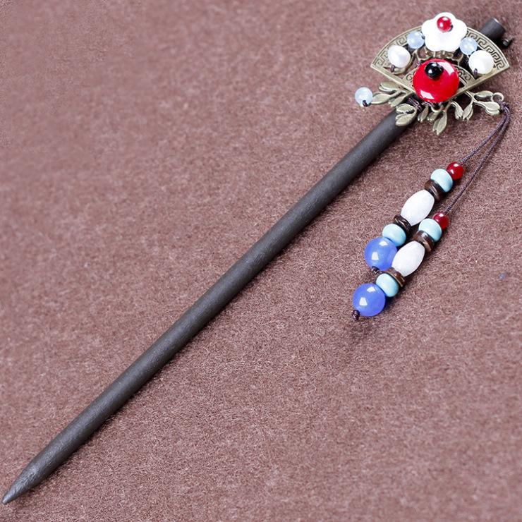 Retro Walking Hairpin, Ancient Hanfu Fringed Headdress, Hairpin, Court Classical Disc Hair, Wooden Hairpin, Hair Accessories