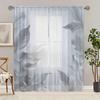 2 pieces HD digital Grey leaves printed window screen home decor style decoration living room bedroom rod