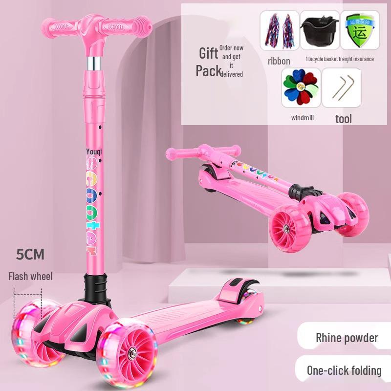 Children's Foldable Scooter for Ages 3-12, Pedal Model, Suitable for Boys and Girls