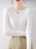 Women's Slim Fit Solid Color One-Shoulder Wool Sweater for Autumn/Winter