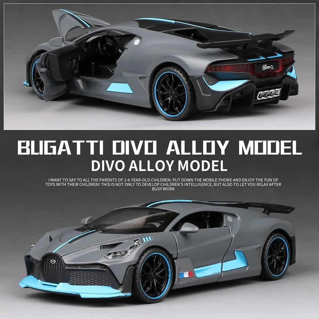 1:32 Bugatti Divo zinc Alloy Pull Back Car Diecast Electronic Toys with Lights and Music,Decorative,Mini Vehicles Toys for Kids,Boyfriend,Young