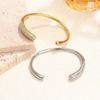 New Stainless Steel Irregular Bangles for Women White Rhinestone Inlaid Open Cuff Bracelet Women's Jewelry Valentine's Day Gift
