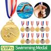 5/10 Pièces Médaille de Natation Médailles de Gagnant en Métal avec Ruban de Cou Médaille Or Argent Bronze 1er 2ème 3ème Prix pour Compétition Sportive