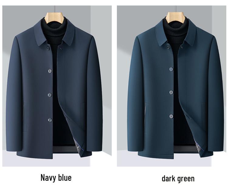 Counter Men's Mid-Age Business Casual Lightweight Warm Down Jacket with Turn-Down Collar