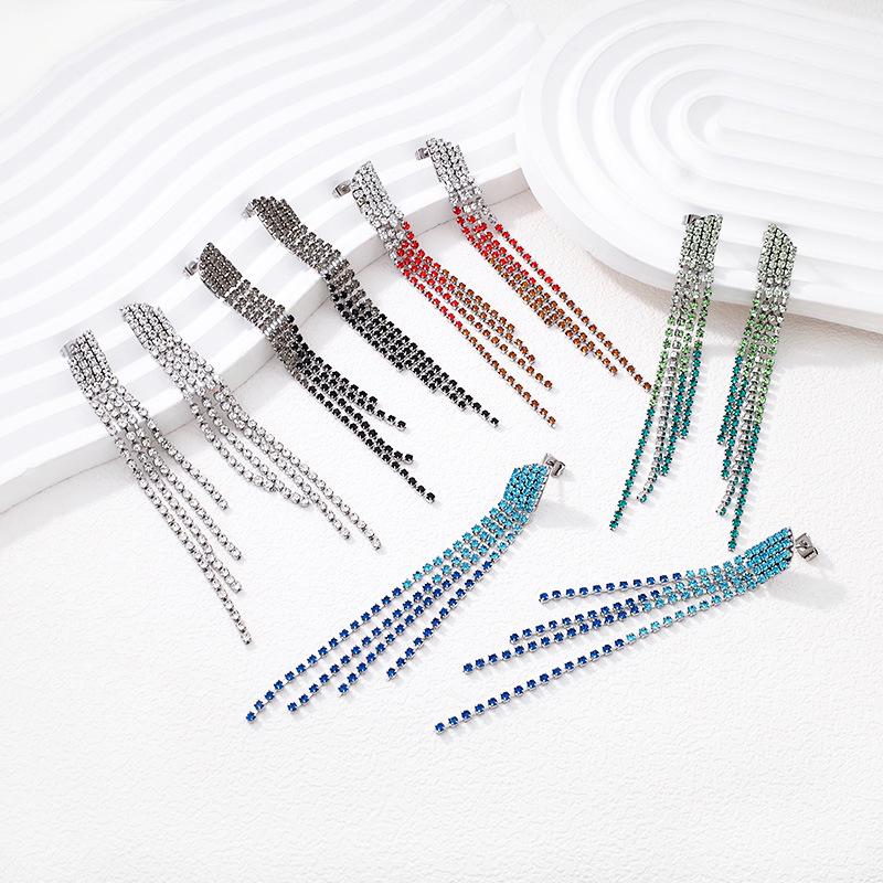 Elegant Rhinestone Tassel Earrings: Versatile Long Crystal Dangle for Women