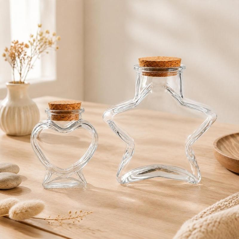 Decorative Glass Bottles With Cork Stoppers See-Through Glass Display Bottle with Wood Cap for Sand Paper Bits and Wedding Shelf Home Room Styling