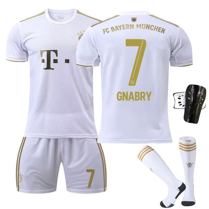 2223 Bayern Away White Nr. 17 Mane 4 Dericht 25 Muller Trikot Fußball Uniform Set Sportbekleidung