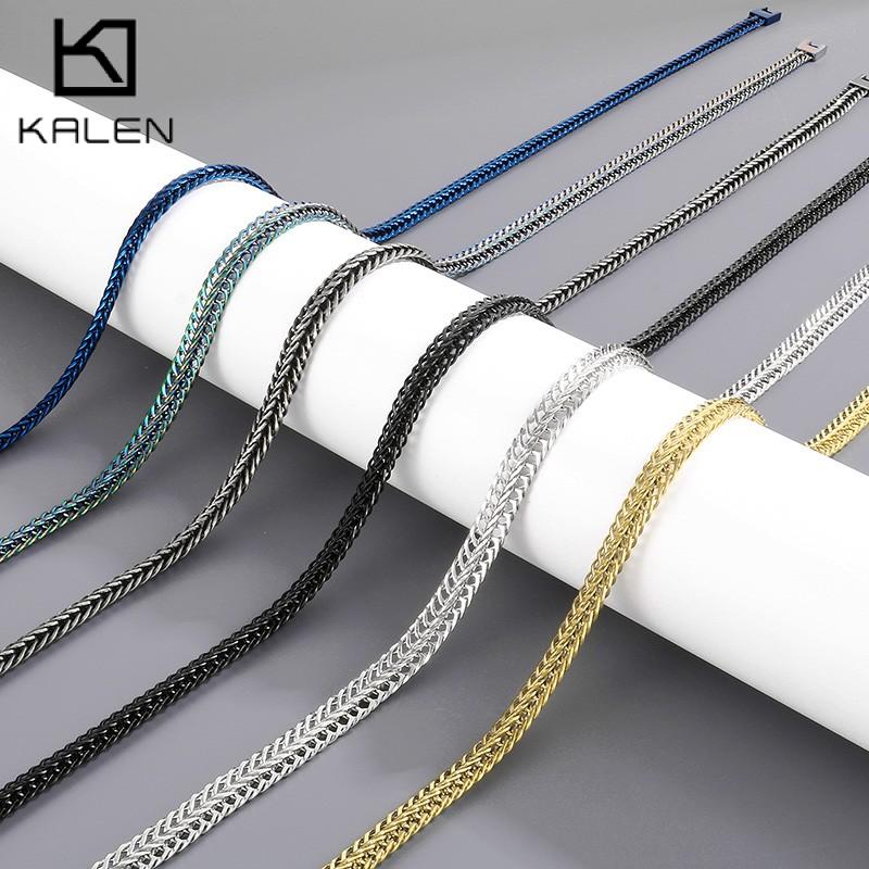 Stainless Steel Double Chain Men's Necklace Women Gold Color Special Keel Chain Necklace Hip Hop Colorful Charm Party Jewelry