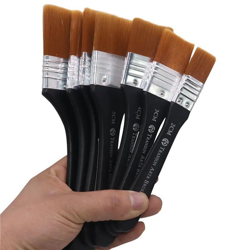 Black Handle Brush Metal Ring Wooden Handle Nylon Hair Artist Watercolor Oil Painting Gouache Acrylic Art Supplies
