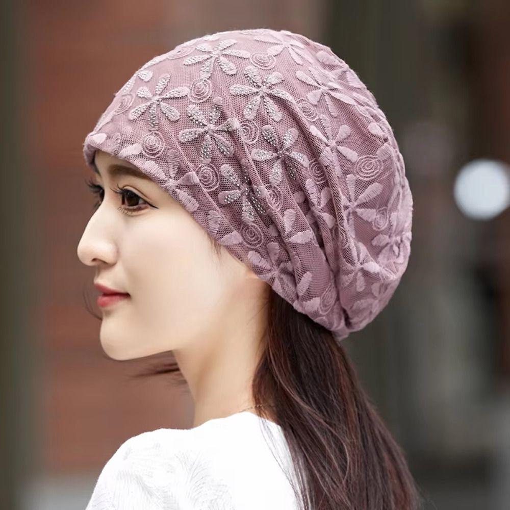 Thin Cotton Summer Beanies Cap Hollow Out Crochet Slouchy Hat Fashion Elastic Chemo Cap