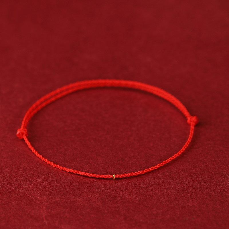Extremely Thin 999 Pure Gold Red String Anklet - Year of the Ox Women s Valentine s Day Gift Single Bracelet/Anklet