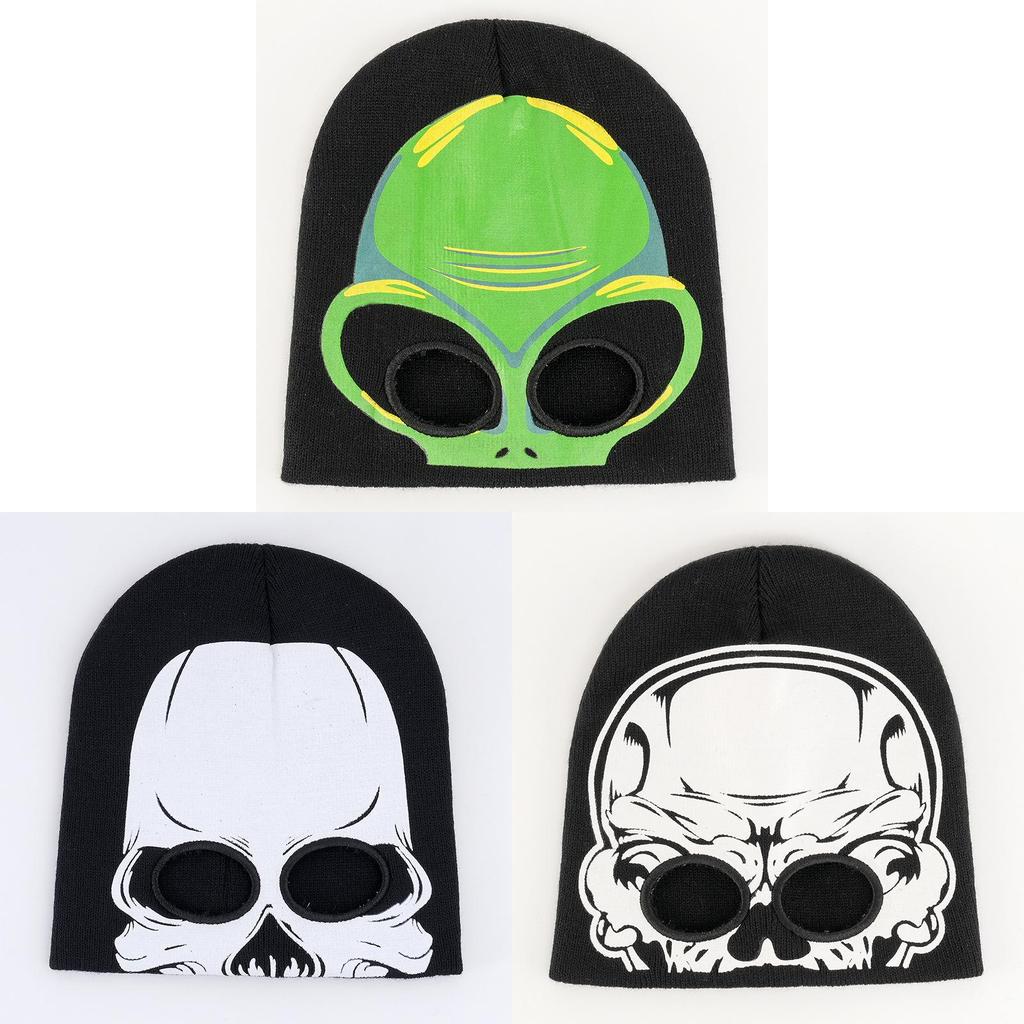 Alien Skeleton Knit Hat With Glowin Thed Ark Effect For Halloween And Winter Warmth