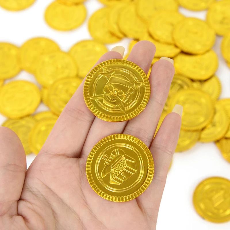 30Pcs Plastic Pirate Coins Pirate Treasure Hunt Coins Halloween Favor Party Supplies Juegos Divertidos Para Fiestas