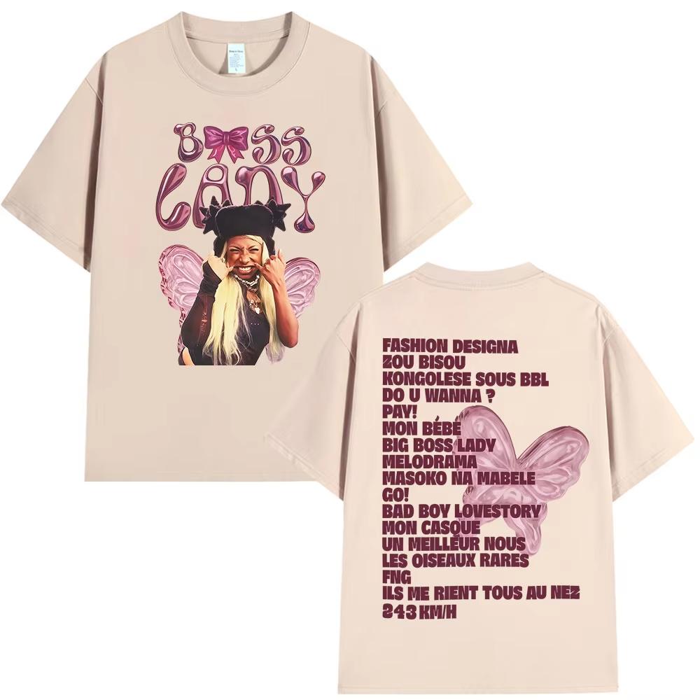 Rapper Theodora BOSS Lady Album Graphics 100Cotton Music Tshirt Men 2026 New Summer Hip Hop Unisex Short Sleeve Shirt Fan Gifts