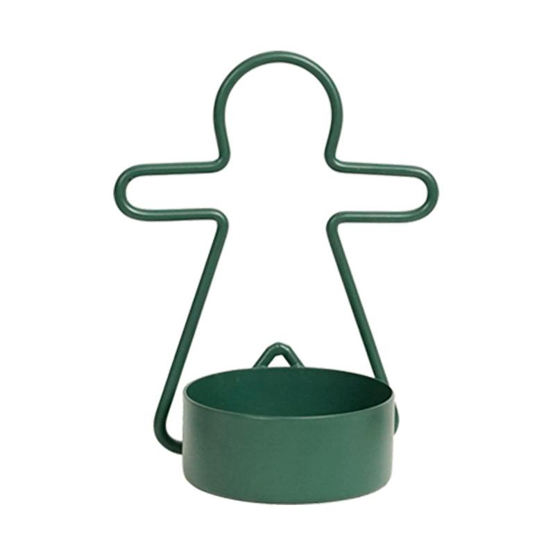 Red Green Candle Hplder Gingerbread Man Candlestick Mini Iron Christmas Candlestick