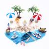 7 bucăți Plajă Micro Peisaj Decorat Sezlong în miniatură cu umbrelă de soare Decorare plajă în miniatură pentru Doll Beach Micro Peisaj DIY Decorare