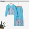 ZANZEA Women Long Sleeve Blouse and Long Skirts Casual Two Piece Suit Sets