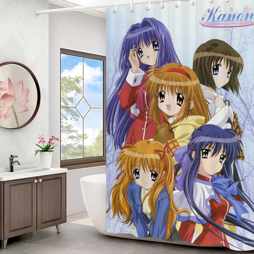 

Retro Anime Kanon Girls Bathroom Shower Curtain Shielding Partition Shower Curtain Quick Dry Can Be Scrubable Light Opaque Bath 150x180 cm