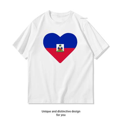 Haiti Flag Heart Shirt Woman Man Summer Oneck Breathable Graphic T Shirts Casual Simple S3XL Trending Shortsleev