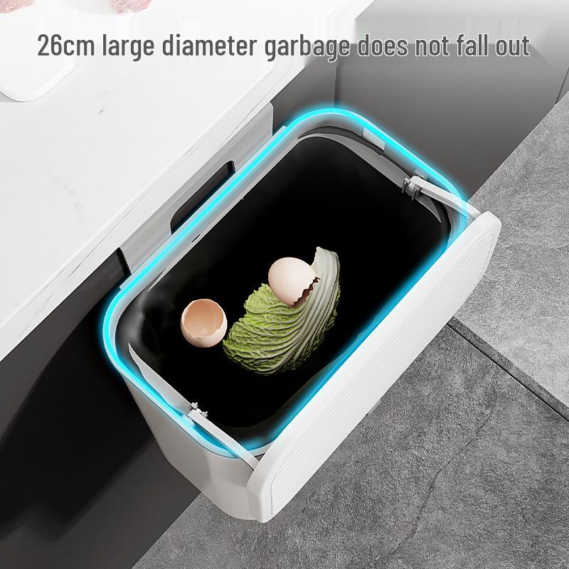 Wall-Mounted Sliding Lid Trash Can for Kitchen, Bathroom, and Living Room