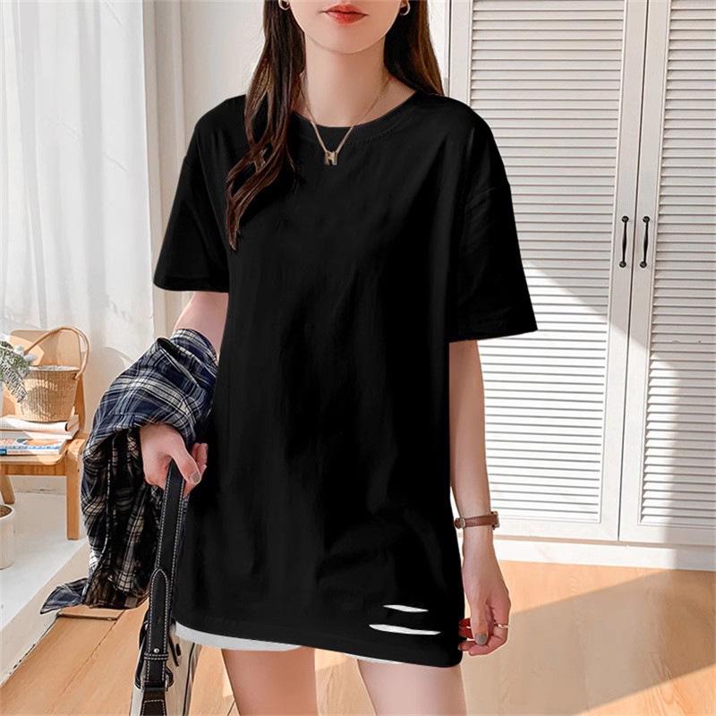 

2025 Новая женская свободная хлопковая футболка большого размера с принтом сердца M