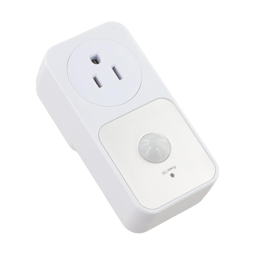 Motion Detection Sensor Power Socket Switch 110V 1800W for Security Lighting In Garages Hallways and Living Rooms