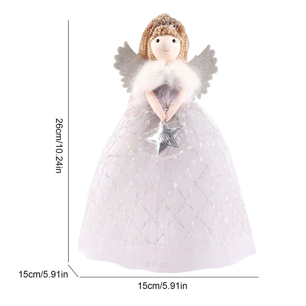 Weihnachtsbaumspitzen Engel Stern Weihnachtsdekorationen Weiche Puppe Mädchen Figur Flügel Baumschmuck für Heimdeko Schlafzimmer