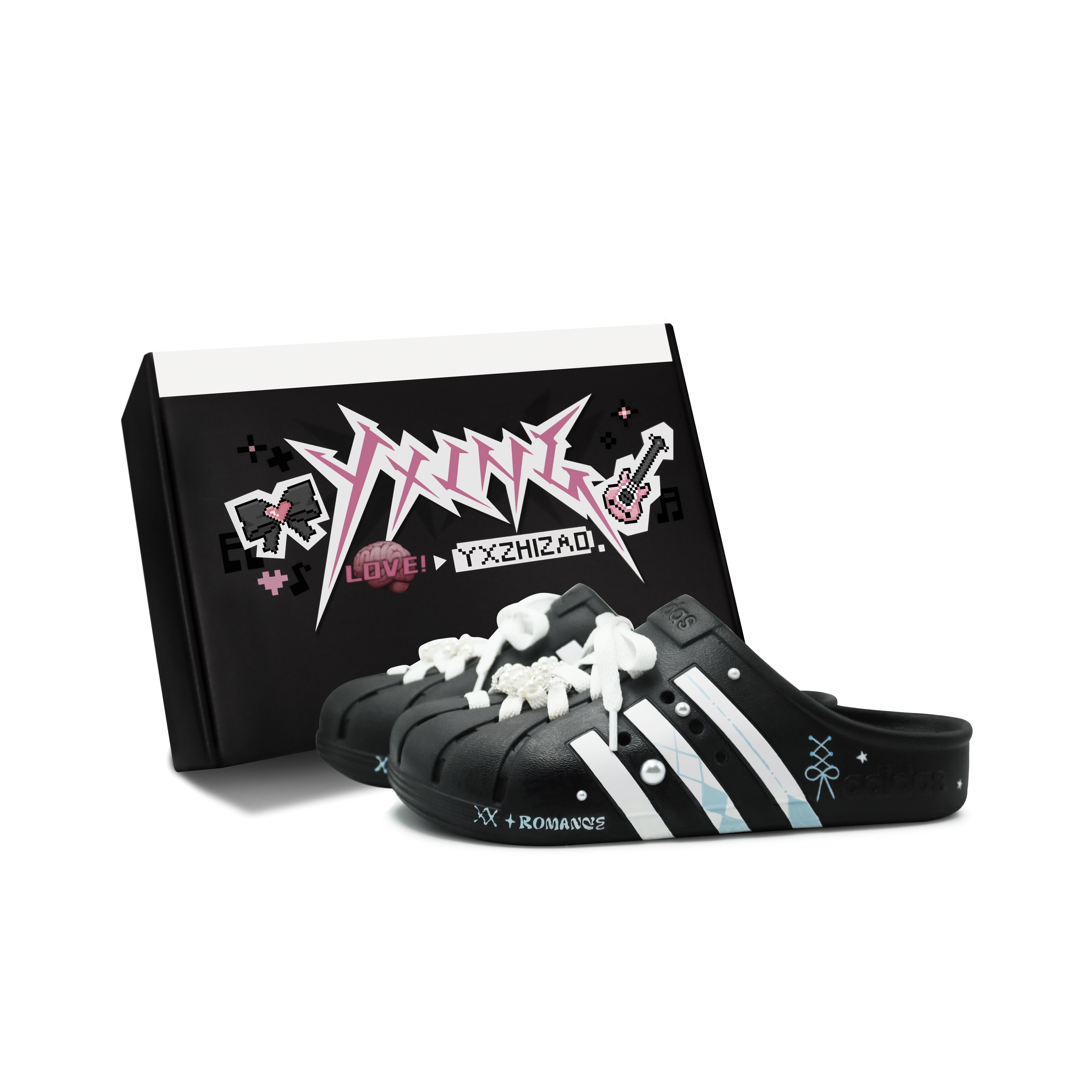 

Adidas Closed Toe Slippers Unisex Black White Blue GZ5886(Team186-S-BOX) 42