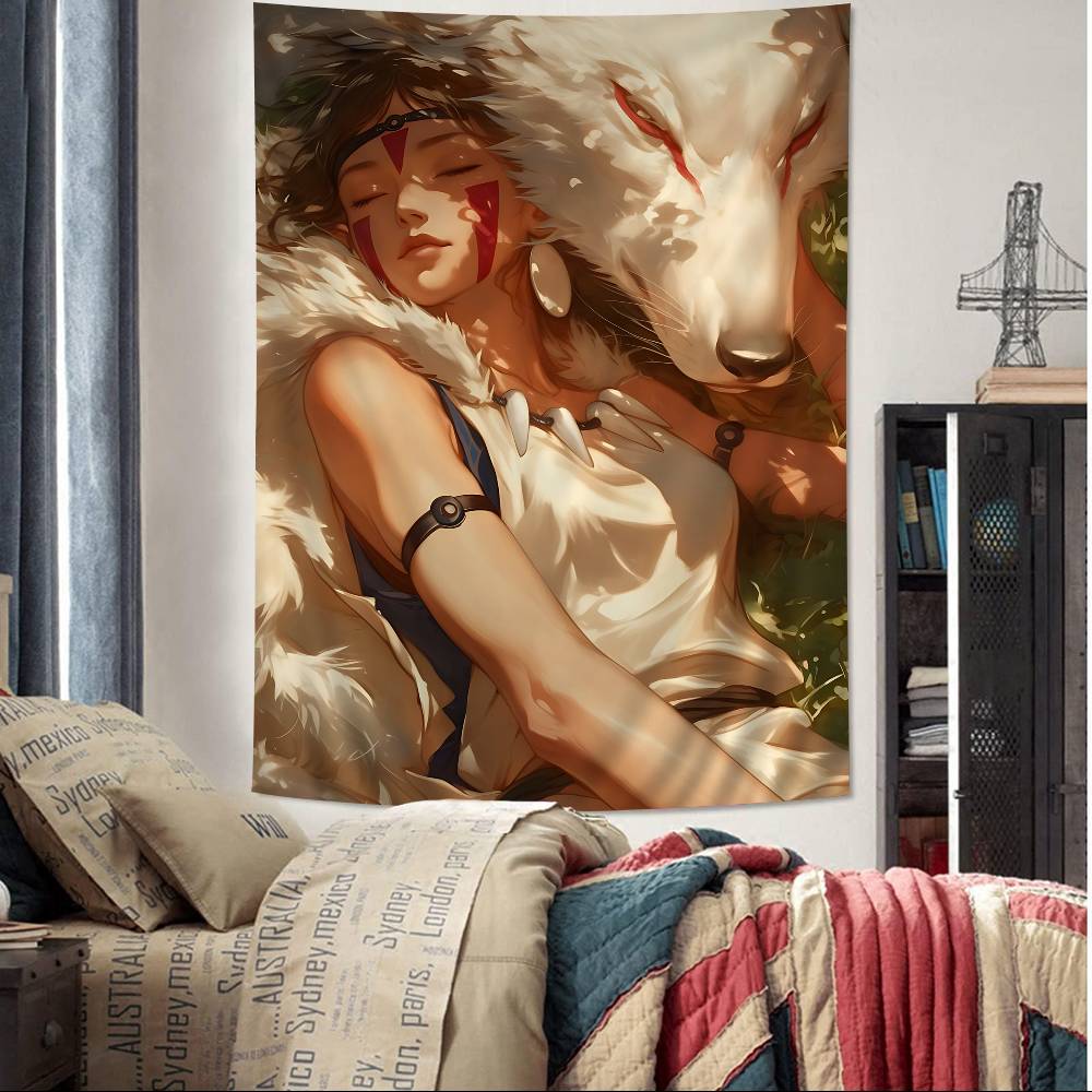 PPrincess MMononoke Anime Hippie Wall Hanging Tapestries Art Science Fiction Room Home Decor Kawaii Room Decor