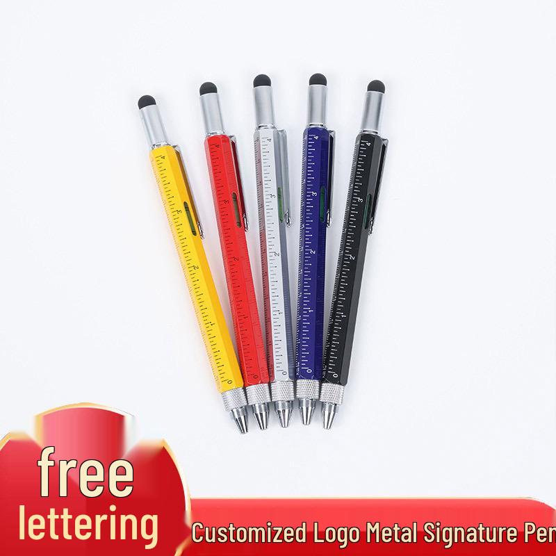 

Металлическая ручка-инструмент 6-в-1: Уровень, Линейка, Стилус, Отвертка, Шариковая ручка жёлтый