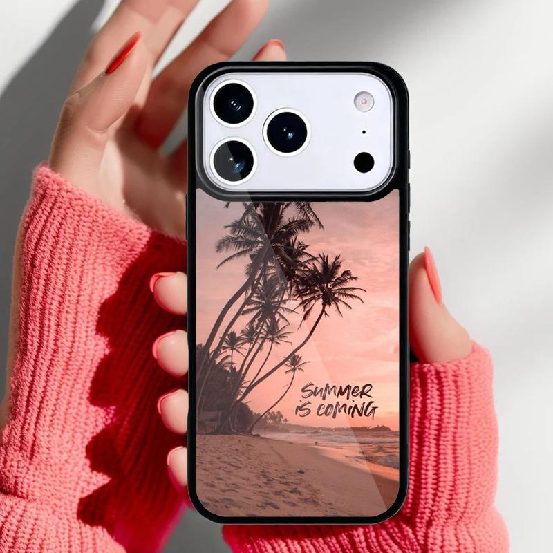 Summer Beach Sunset Palm Tree Phone Case for iPhone 17 Air 16e 15 14 13 Pro Max Back Cover for 12 11 Pro Coque