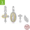 S925 Sterling Silver Virgin Of The Cross Pendant Accessories Personalized Diy Wings Bracelet Beaded