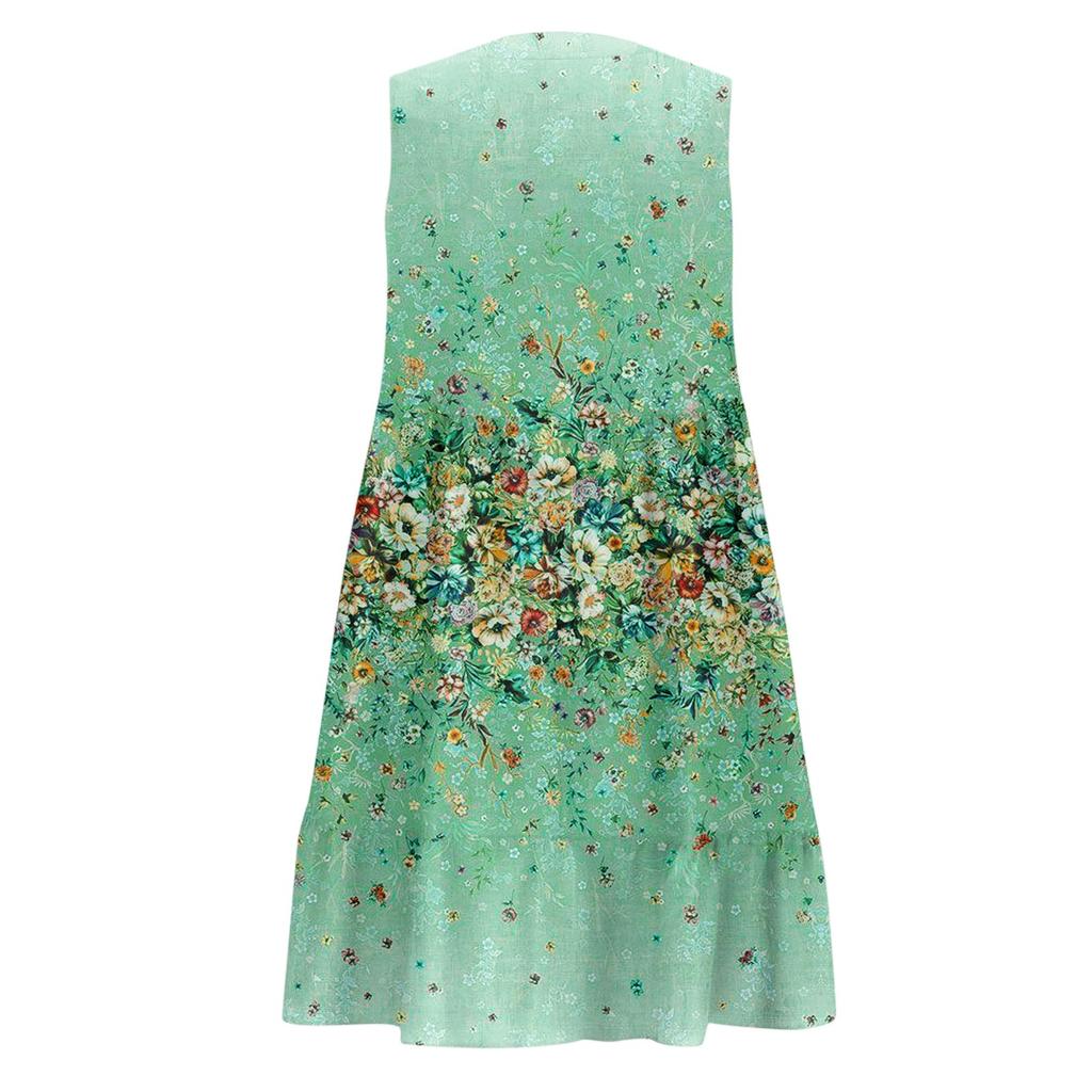 Women's Casual Fashion Breathable V-neck Vest With Pockets Floral Holiday Dress