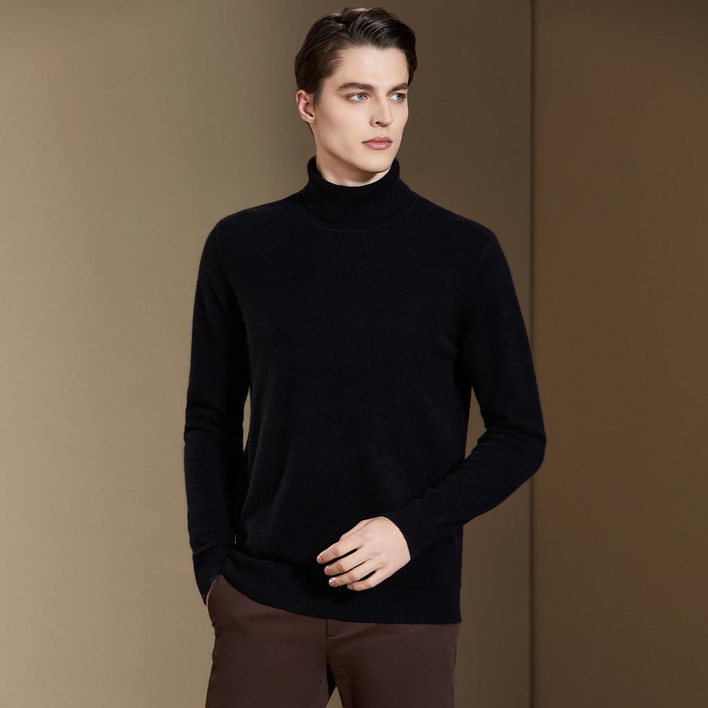 330g Heavy Duty Thick Australian Wool High Necked Woolen Sweater for Men's Autumn and Winter Solid Color Warm Thick Base Sweater