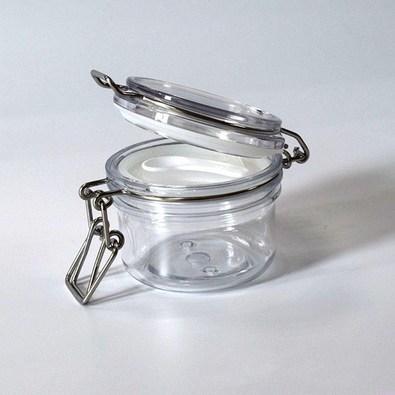 120ML Plastic Round Clip Top Storage Jar With Airtight Seal Lid Kitchen Con