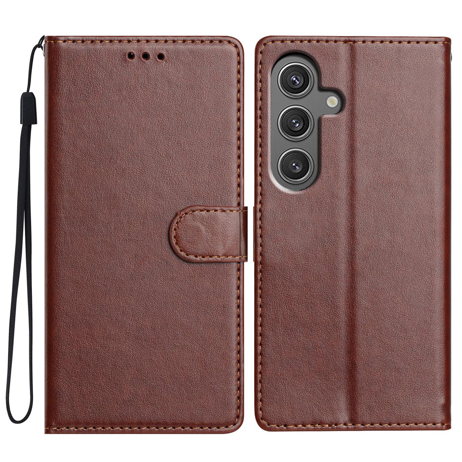 

For Samsung Galaxy A36 5G Leather Case Wallet Stand Phone Cover with Handy Strap Brown