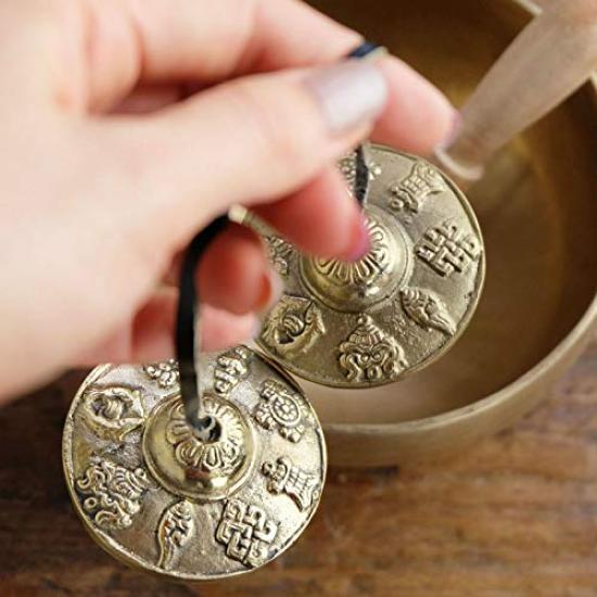 Antique Tibetan Cymbal Bell, Gold, for Yoga, Healing, and Purification